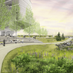 Rendering of Roux Institute Northeastern University campus by CambridgeSeven